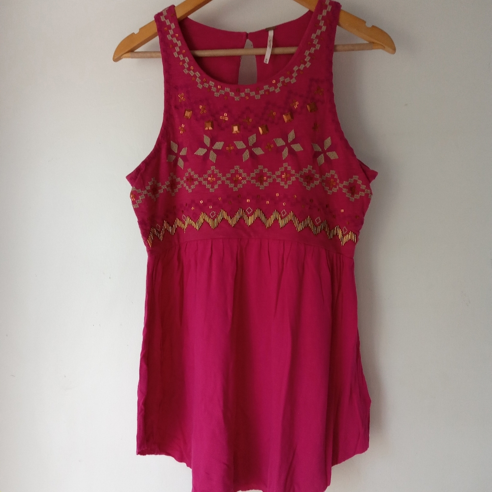 Free People M Embroidered Top
